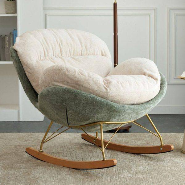 意式懒人家用沙发椅北欧轻奢绒布客厅阳台休闲单人沙发椅午休摇椅,住宅家具,摇椅,淘宝优惠券,粉丝福利购,淘宝优惠卷