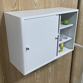 白色不锈钢浴室吊柜墙壁柜厨房橱柜推拉门储物柜阳台移门置物挂柜