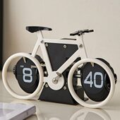 自行车造型翻页时钟创意电视柜书房卧室桌面装 饰品摆件拍摄道具