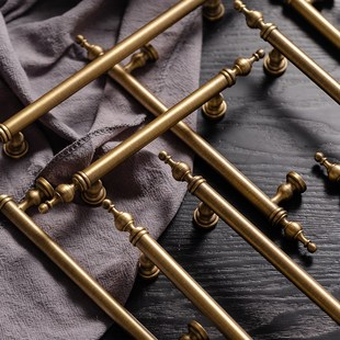 法式复古黄铜柜门拉手古铜色橱柜抽屉柜子全铜衣柜门仿古纯铜把手