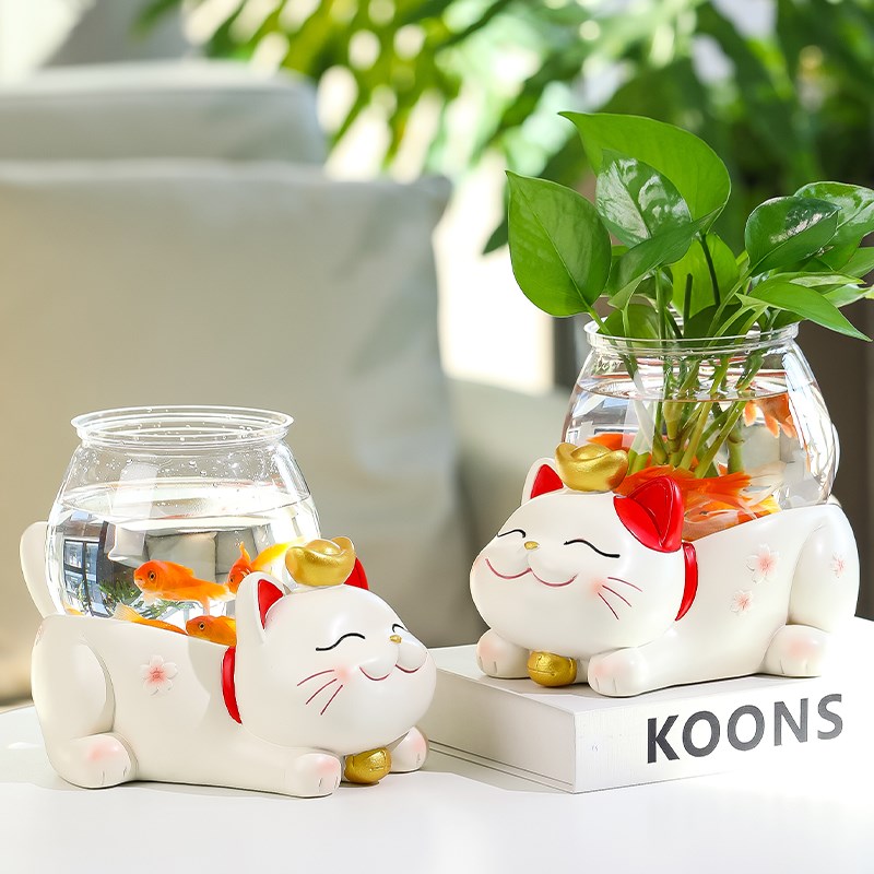 创意花瓶客厅插花小摆件装饰品鱼缸玻璃器皿水养植物绿萝水培花器