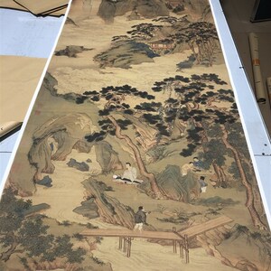 1:1明仇英玉洞仙源图山水画长卷国画微喷古代名画复制品装饰画