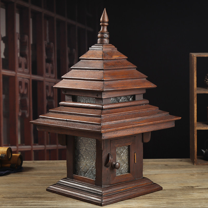 泰国实木庭院灯户外花园柱头灯复古别墅落地灯东南亚风格墙头塔灯