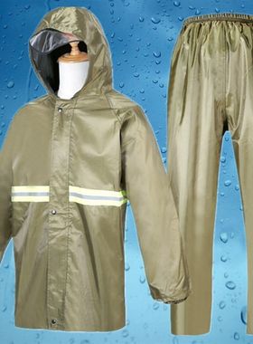精骑士单人骑行分体雨衣军黄厚帆布摩托车雨衣电动车雨衣雨裤套装