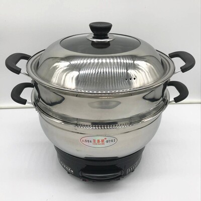 圣多星不锈钢多功能电热锅28cm电炒锅32cm电火锅24cm多用锅36蒸锅