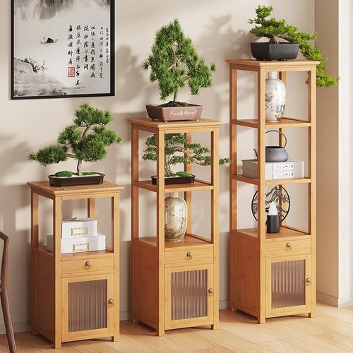 新中式客厅卧室玄关角落中古风大型轻奢电视柜旁边落地摆件高级感