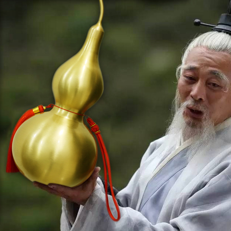 开盖空心八卦纯铜葫芦客厅店铺招财摆件新中式家大号葫芦镇宅挂饰