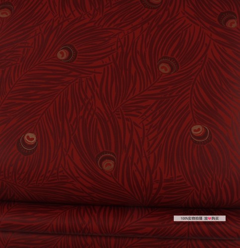 瑞典进口 纯纸现货 红色孔雀图案 玄关 电视背景墙壁纸