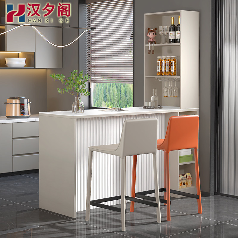 轻奢客餐厅岩板岛台餐桌一体吧台隔断储物柜厨房开放式中岛台G200