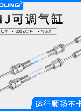 行程可调迷你气缸MIJ25X75-50-S双出不锈钢迷你气缸MID25X50-S
