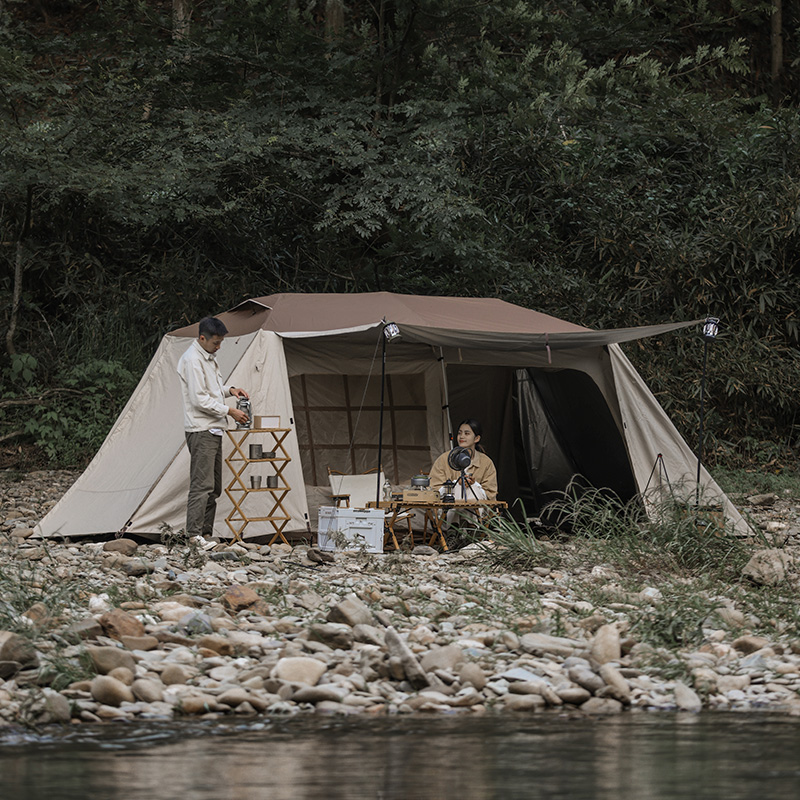 狼堡屋脊户外露营帐篷速开便携式折叠加厚野营装备全自动两室一厅