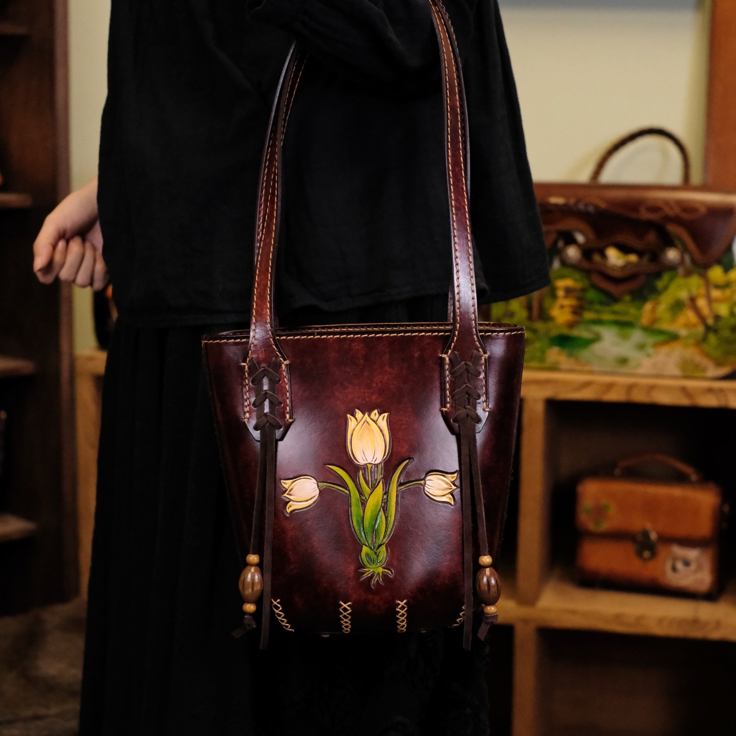 2026年新款玉镯郁金香单肩腋下包优雅通勤百搭女包耐磨日常出行包