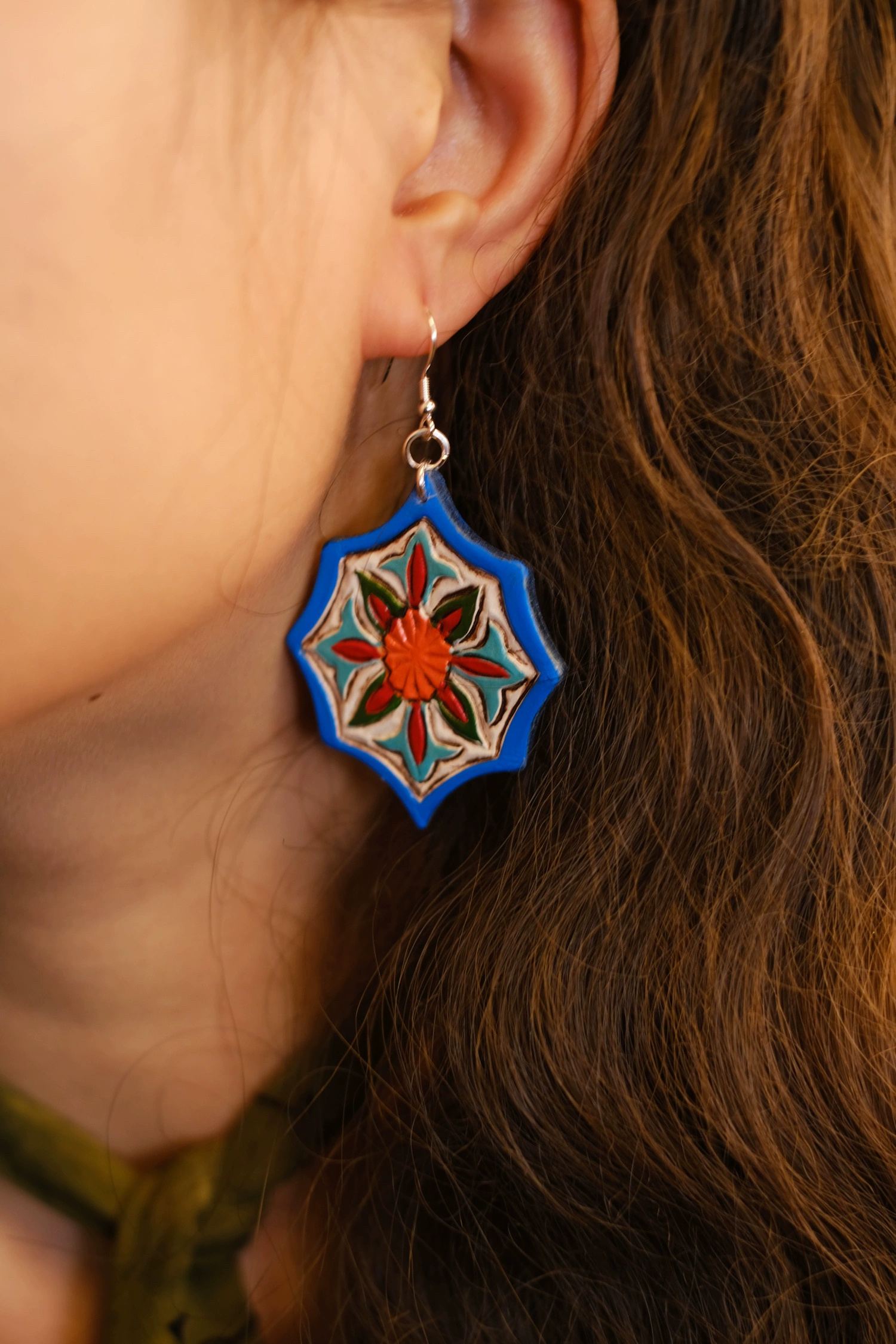 2025夏季新款【耳环（一对）】925银。进口植鞣革手工皮雕工艺。