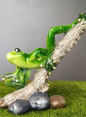 个性创意仿真青蛙摆件家居树脂装饰品小摆设田园景观造景搞笑礼物
