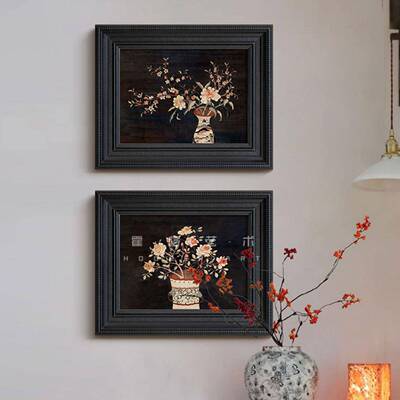 富平风安》TCW式复古中国风客厅法装饰画餐厅玄关卧室中贵古花卉