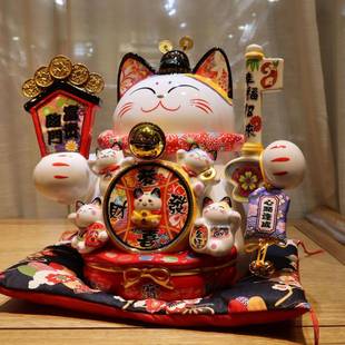 喵寸福缘式猫大86151号乐14陶瓷招财摆件店开业招财猫日家居礼品