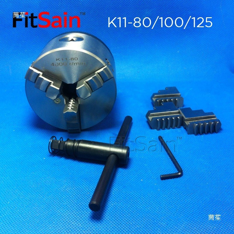 K11三爪自定心卡盘K1180/100/125法兰盘卡盘杆连接杆