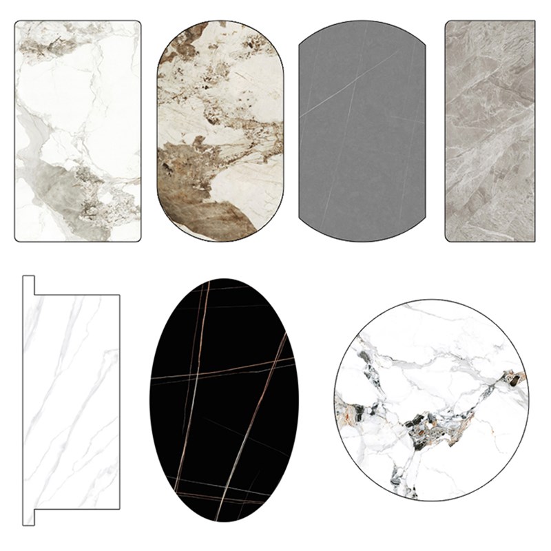 雪山白桌面岩板大理石材餐桌板瓷砖茶几餐边柜定 制定 做电视柜订