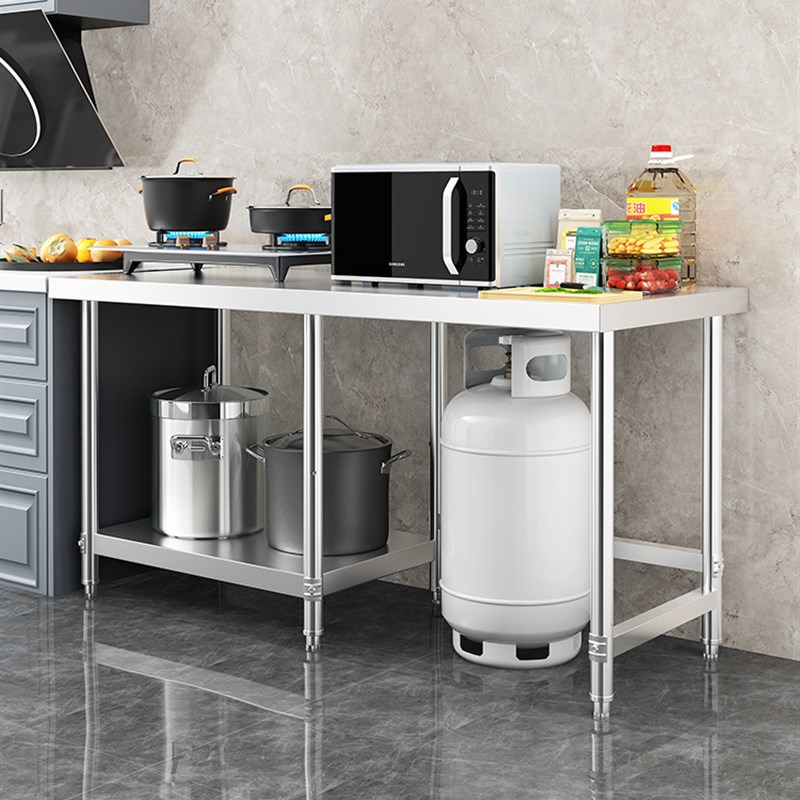 8V放瓶款不锈钢工作台家用商用后厨操作台切菜垛肉灶台架子厨房置