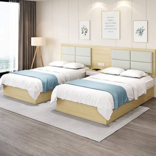 宾馆床酒店家具标间全套定制客房专用床头单双人民宿快捷客房旅馆