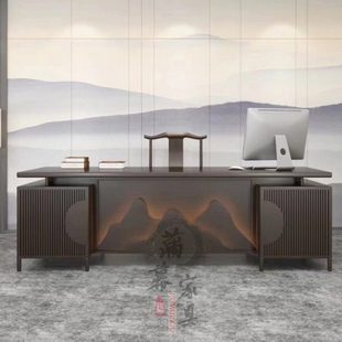 新中式实木大班桌简约现代老板桌大班台高端大气办公桌轻奢总裁桌