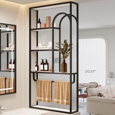 Vjd现风奶油风卫生间洗漱台干湿区置物架隔断简约轻奢客厅半墙