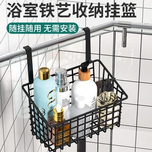 浴室玻璃门悬挂置物架门后暖气片收纳挂篮卫生间挂水管挂钩厕所架
