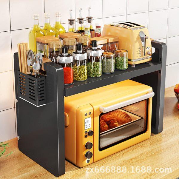 可伸缩厨房微波炉置物架家用台面烤箱架子可调节调味料电器收纳架,厨房/烹饪用具,微波炉置物架,淘宝优惠券,粉丝福利购,淘宝优惠卷