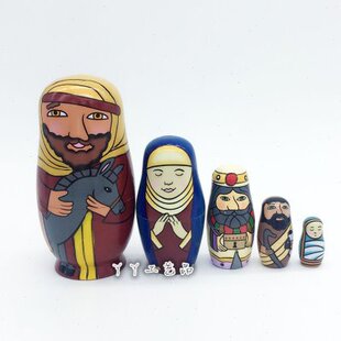 五层抱马人俄罗斯套娃木制玩具工艺礼品许愿娃娃情人节礼物摆饰