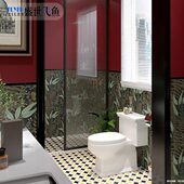 法式 卫生间瓷砖浴室厨房背景墙砖复古花砖200x600厕所洗手间地砖