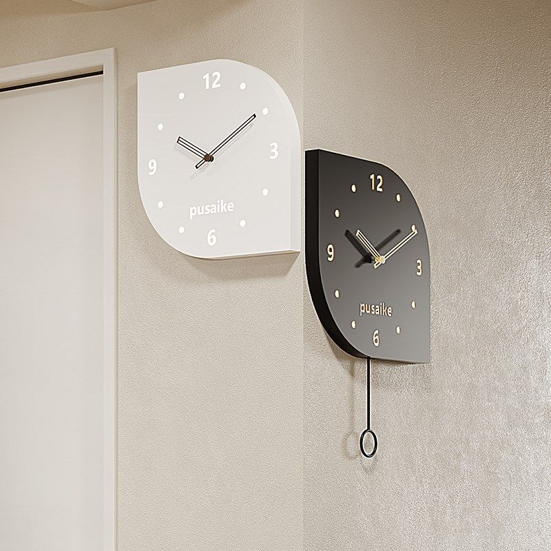 2024新款现代简约客厅家用转角时钟餐厅钟表O静音挂表拐角双面挂
