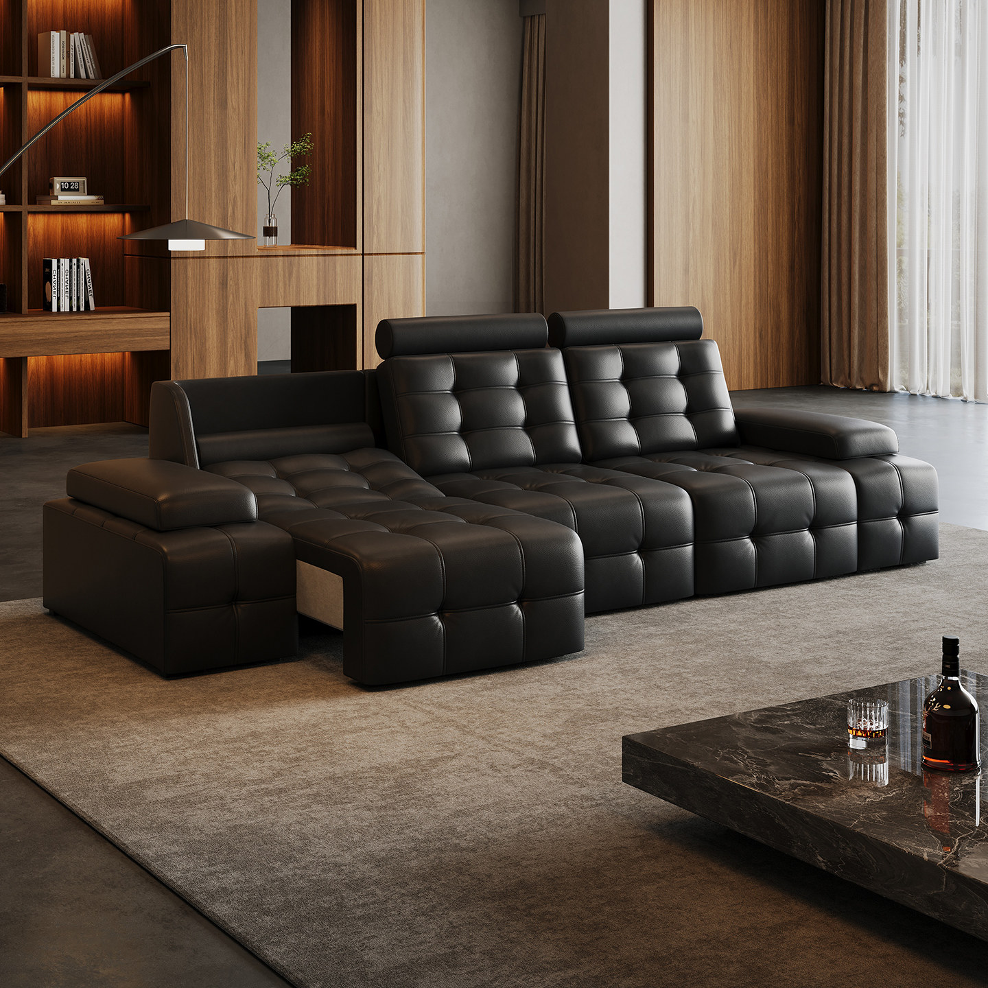 豪华版劳伦斯电动功能沙发意式极简客厅床可伸缩头枕可调节,住宅家具,功能沙发,淘宝优惠券,粉丝福利购,淘宝优惠卷