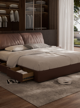 大象耳朵真皮床储物床双人床意式轻奢多功能收纳床主卧大床婚床