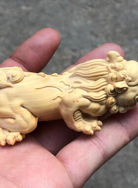 崖柏黄杨木雕招貅貔财实木送礼饰身文玩手把件挂件家居装随工艺品