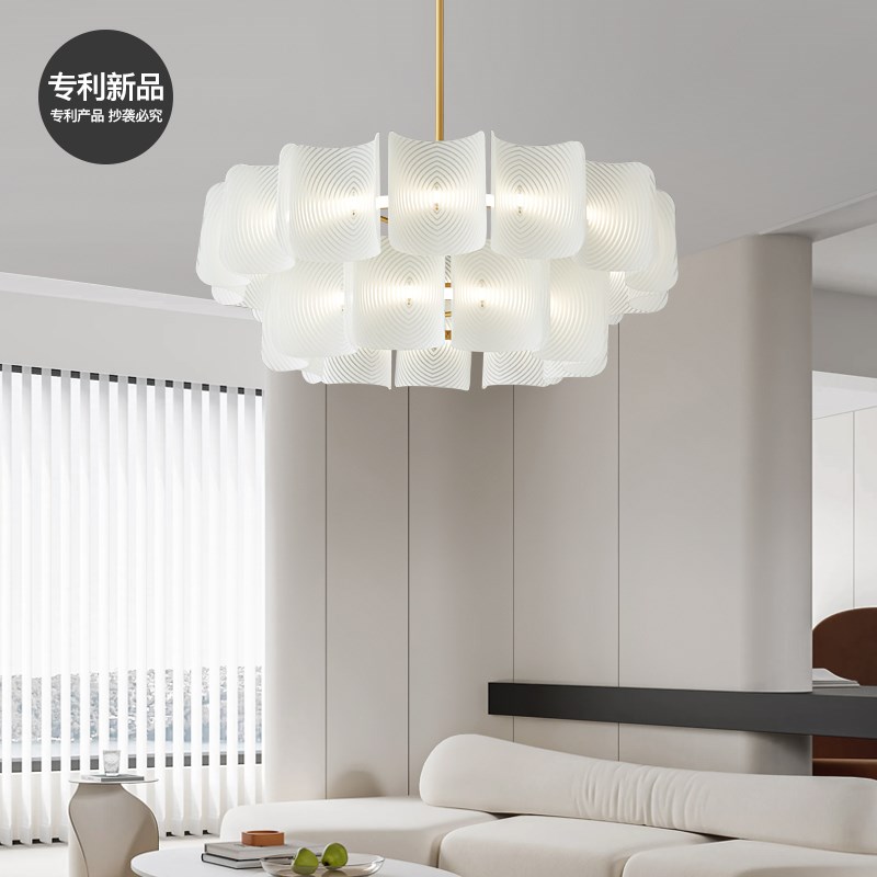 法式奶油风全铜客厅吊灯高端设计师款瓦片圆环大厅主灯轻奢卧室灯