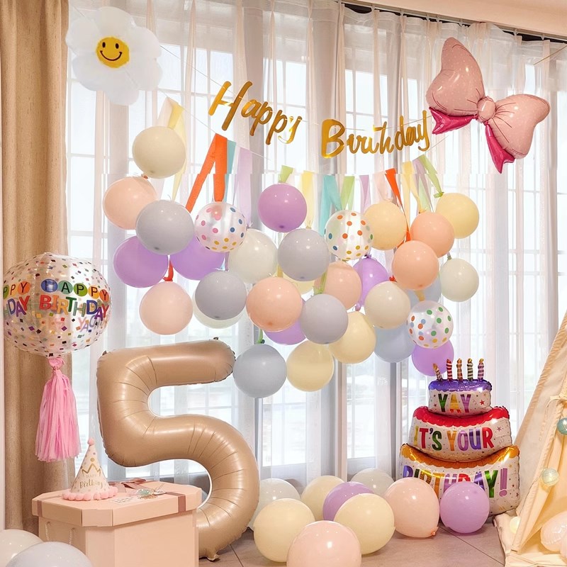 儿童生日快乐装饰场景布置宝宝周岁生日派对氛围感气球背景墙女孩
