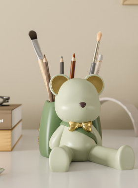 轻奢风笔筒办公室桌面装饰儿童女孩书桌收纳盒高级感摆件生日礼物