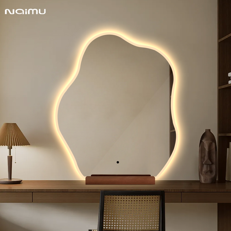 云朵化妆镜台式桌面带底座智能镜轻奢LED高级主卧梳妆台大镜子ins