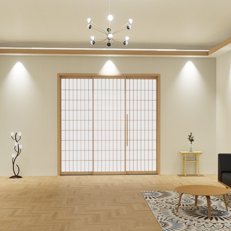 日式阳台和室客厅榻榻米移门推拉屏风实木格子格栅日料美容店设计