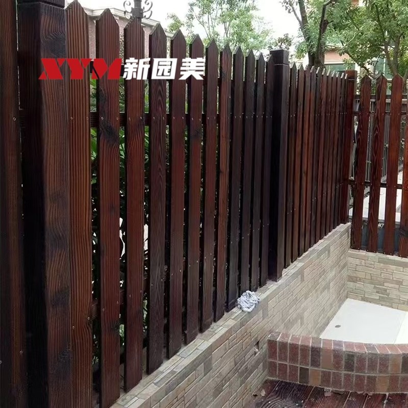 户外别墅碳化木防腐木围栏栅栏樟子松隔断篱笆墙实木栏杆栈道扶手