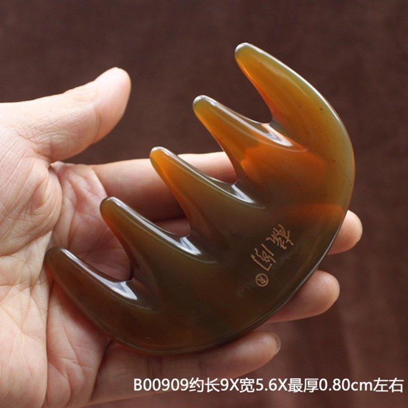 梳阁手工天然白牛角梳子B009头部经络按摩梳一物一图 五齿梳 经典