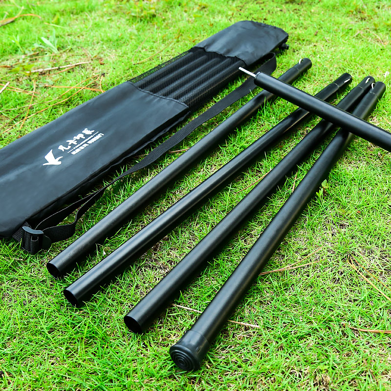 天幕杆4节铁管支架户外露营帐篷门厅杆支撑杆加粗杆超长2.4米撑杆