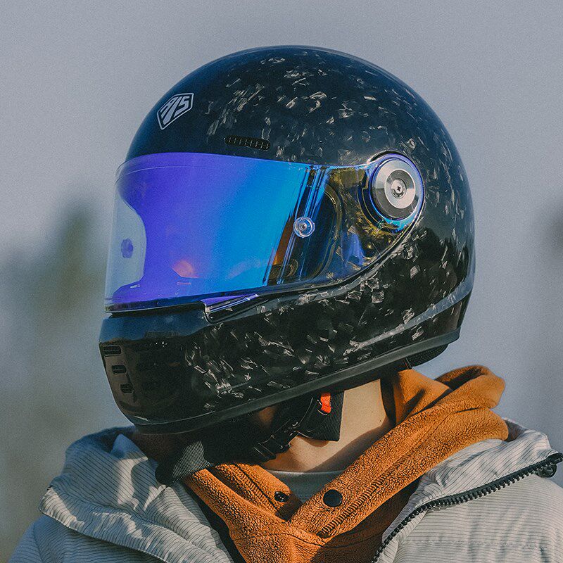 摩托车先生碳纤维复古头盔全盔男重型机车头盔3C认证夏季全碳超轻