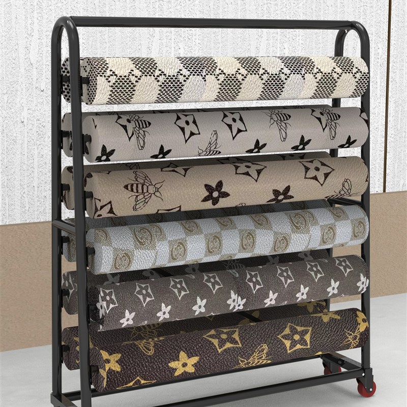 加厚真皮人造PU皮m革货架桌布水晶布货架展示架可移动带轮子黑色