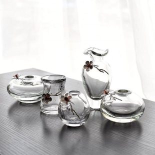 欧式简约迷你透明玻璃艺术小花瓶壁橱装饰摆件精油瓶水培居家桌面