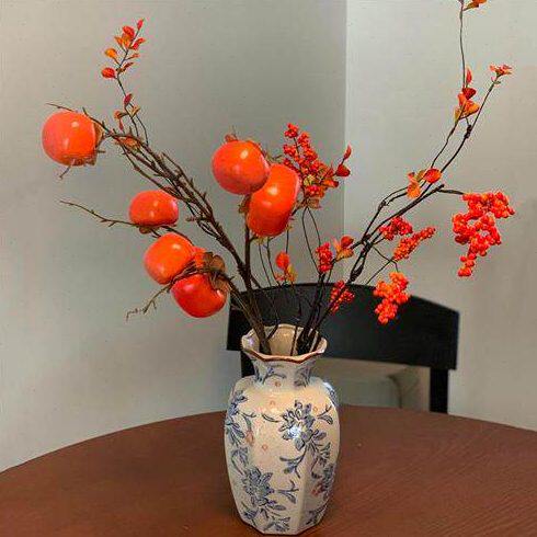 新年花瓶适合放冬青银柳专用花瓶真花腊梅花瓶陶瓷轻奢高级感客厅