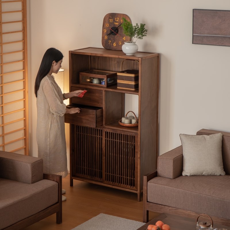 新中式实木e博古架茶室茶杯茶壶茶具置物架展示柜多宝阁收纳柜茶