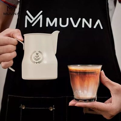 MUVNA意式咖啡打奶杯304不锈钢大肚打奶缸350/450ml拉花杯奶泡杯
