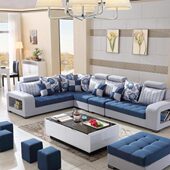 康美居家具大小户型客厅转角沙发北欧布艺沙发组合可拆洗8818