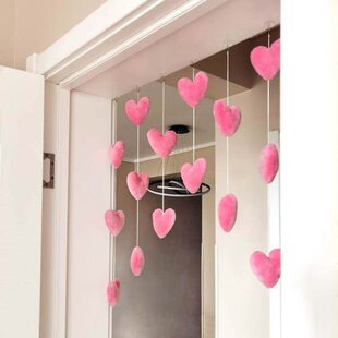 家居门帘挂件隔断帘装饰帘入户门结婚线帘网红玄关桃心免打孔半帘